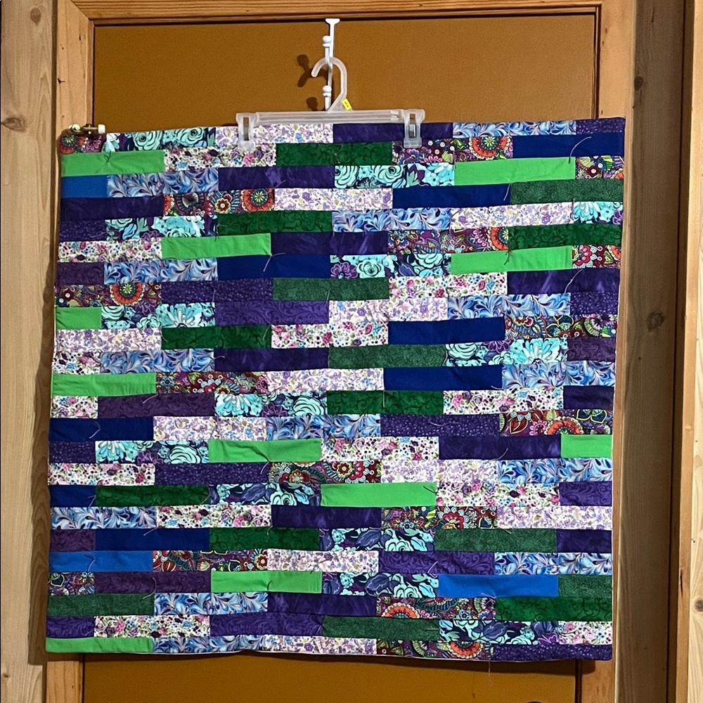 Handmade Green and Purple Patchwork Quilt - Home Bedding